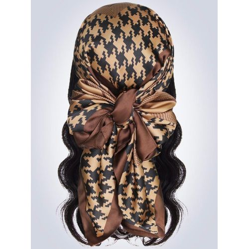 Foulard imprimé pied de poule 110cm x 110cm