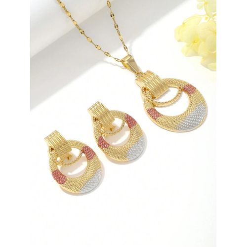 Ensemble de collier et boucles d'oreilles en acier inoxydable en plaqué