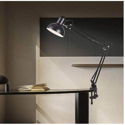 Lampe de bureau LED - Travail rétro chevet de table de bureau - Flexible Bras articulé en métal Noir