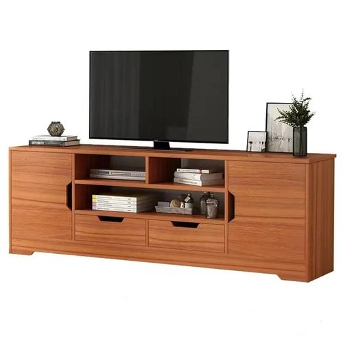 Meuble TV moderne avec portes et tiroirs - TV 140cm - Marron