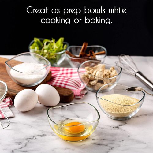 Lot de 6 bols en verre saladier pour préparation de cuisine, collation, dessert, sauces, bonbons ou bols à noix