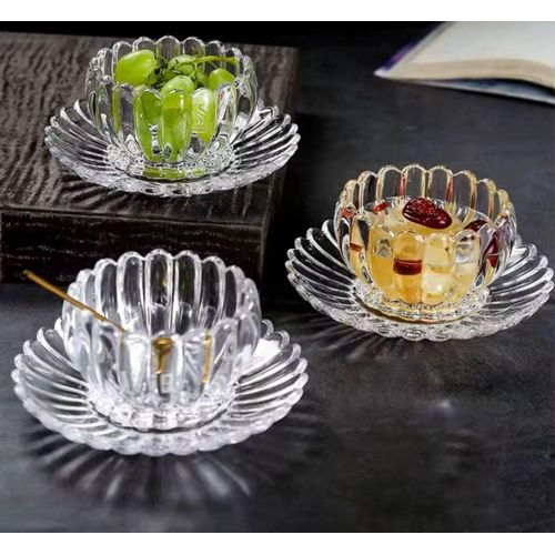 Ensembles de 6 saladiers avec leurs sous tasses transparents