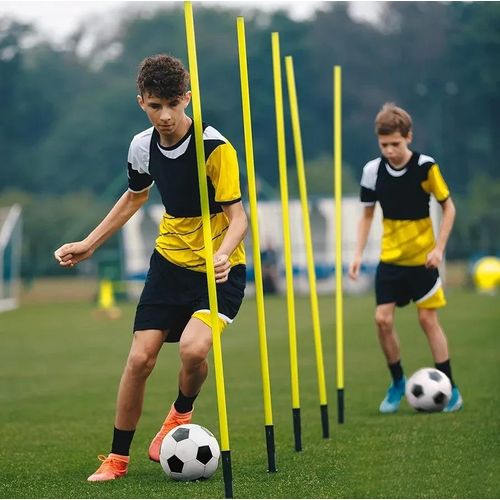 Ensemble de poteaux de slalom de football Poteaux de slalom 6 poteaux de slalom avec barres d'agilité à ressort
