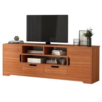 Meuble TV moderne avec portes et tiroirs - TV 140cm - Marron