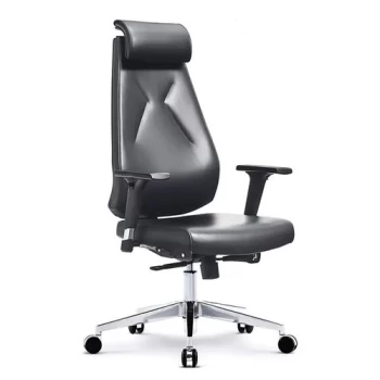 Fauteuil de Direction pivotant en simili cuir et metal noir