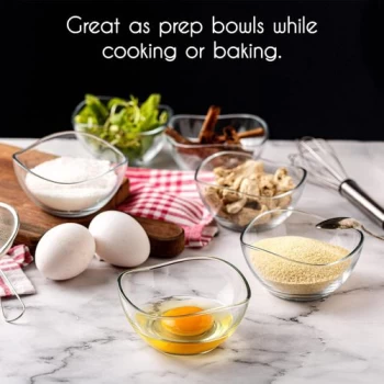 Lot de 6 bols en verre saladier pour préparation de cuisine, collation, dessert, sauces, bonbons ou bols à noix