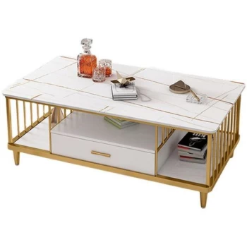 Table basse pour salon avec tiroir en métal robuste et bois