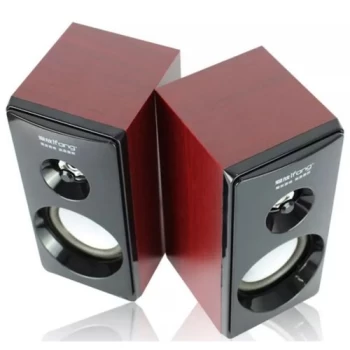 Enceintes hifi- Haut-parleurs 2.0 USB en bois multimédia pour PC/téléviseurs