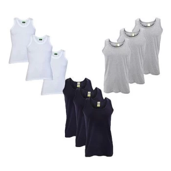 Lot De 9 Débardeurs - 100 % Coton - Noir Gris Et Blanc