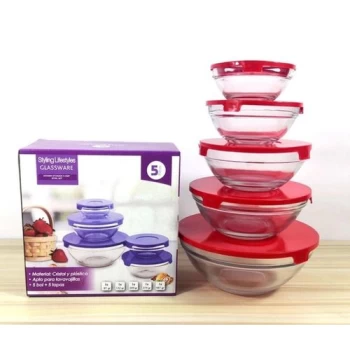 Set de 5 Bols en Verre Pour conservation aliments