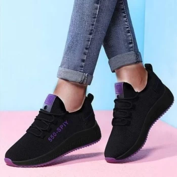FUXING FASHION Paire de Basket - Baladeuse Femme - Noir